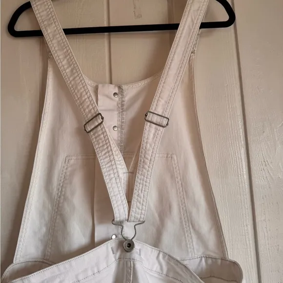 Free People White Denim Overall Shorts