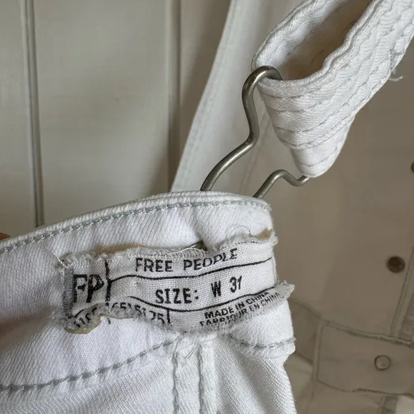 Free People White Denim Overall Shorts