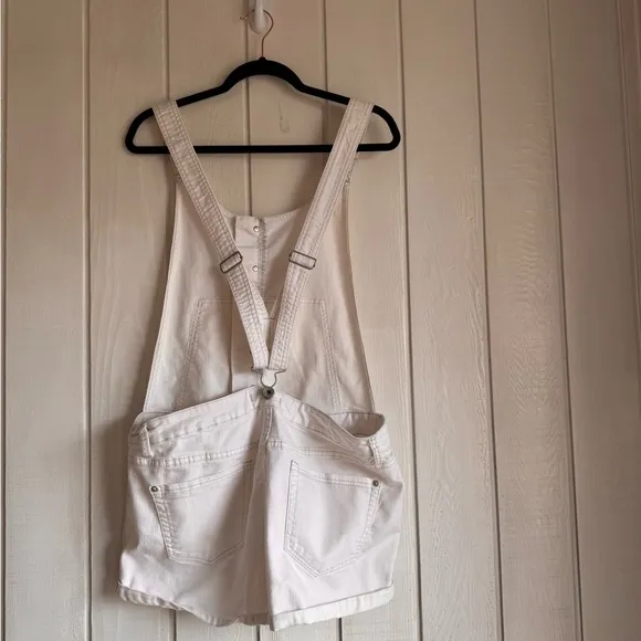 Free People White Denim Overall Shorts