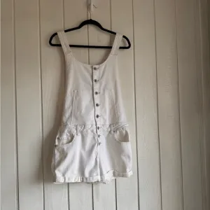 Free People White Denim Overall Shorts
