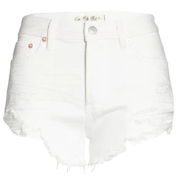 Free people white raw edge shorts