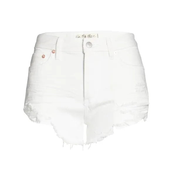 Free people white raw edge shorts