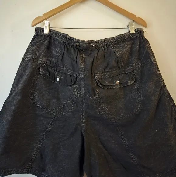 Free People Wild Bay Parachute Cargo Shorts Washed Black Large