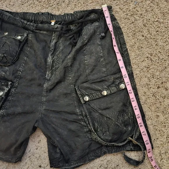 Free People Wild Bay Parachute Cargo Shorts Washed Black Large