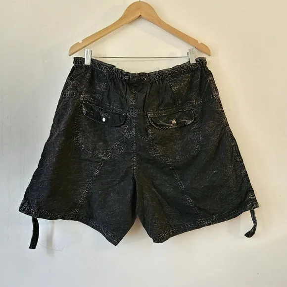 Free People Wild Bay Parachute Cargo Shorts Washed Black Large
