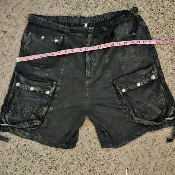 Free People Wild Bay Parachute Cargo Shorts Washed Black Large