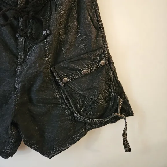 Free People Wild Bay Parachute Cargo Shorts Washed Black Large