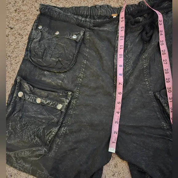 Free People Wild Bay Parachute Cargo Shorts Washed Black Large