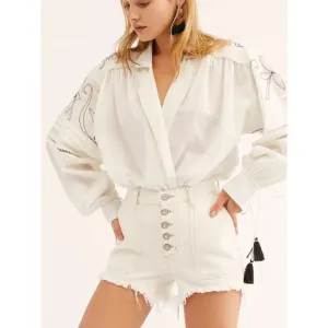 Free People White Jesse Carpenter Shorts
