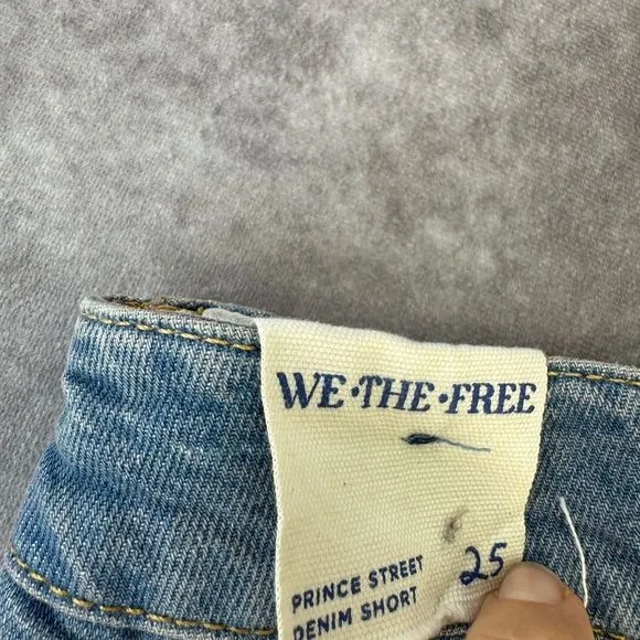 Free People We The Free 25 Prince Street Hi Rise Shorts Varsity Brews Denim $128