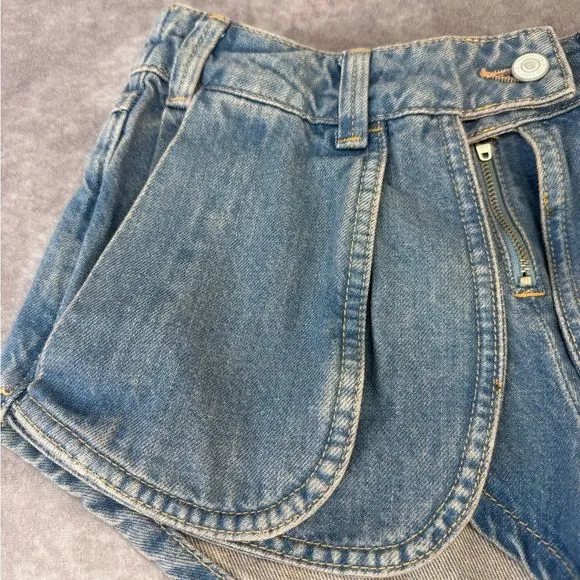 Free People We The Free 25 Prince Street Hi Rise Shorts Varsity Brews Denim $128