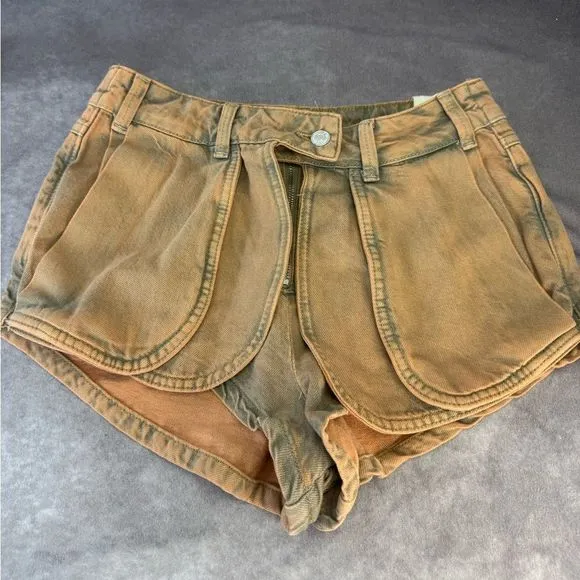 Free People We The Free Prince Street Flap Micro Shorts Size 27 Women's Acid NWT