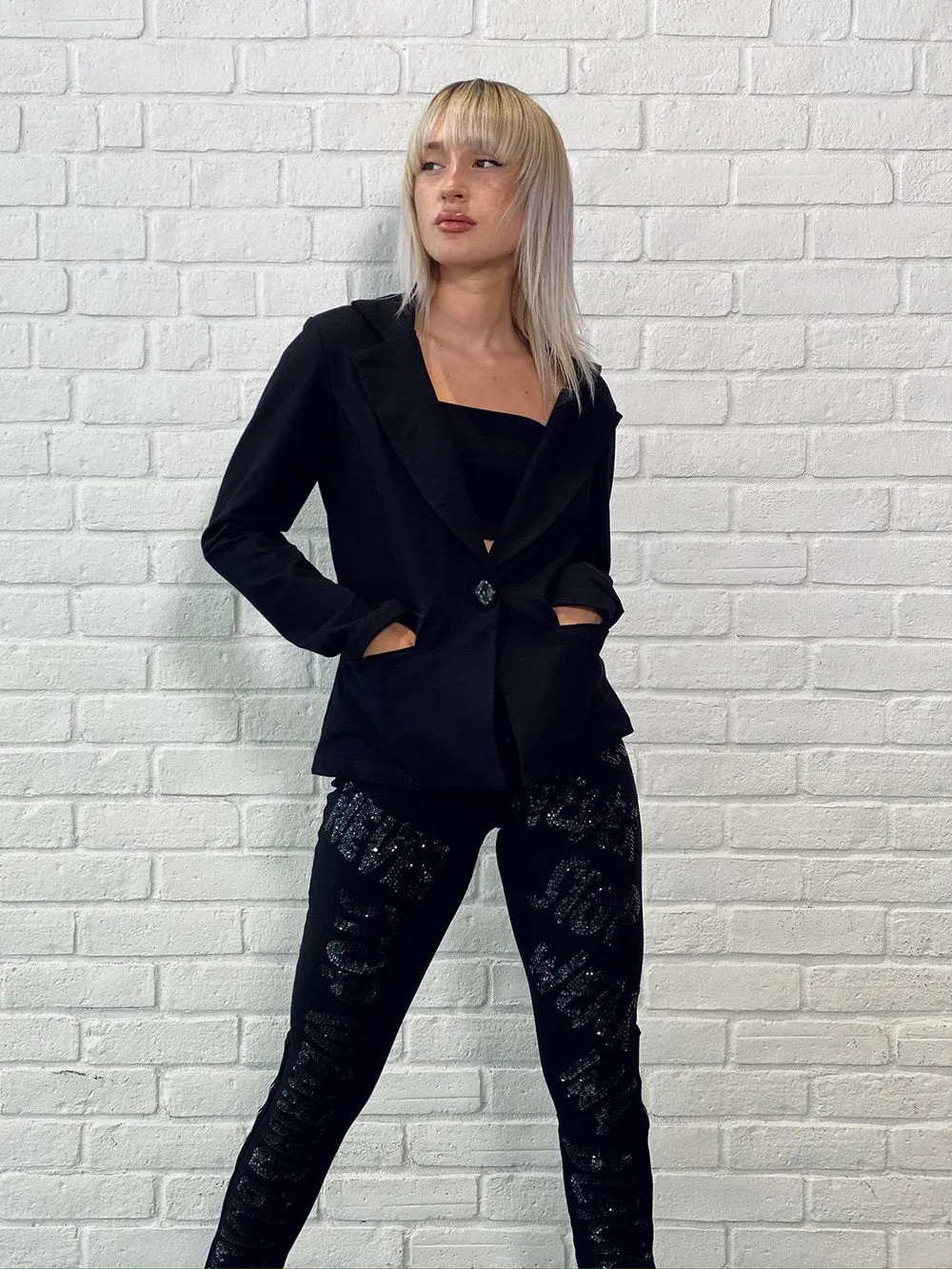 Front Sequin High Zip Tight - Pant