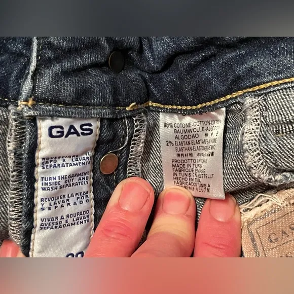 Gas Women’s Jean Shorts Italian Blue Denim Size 30