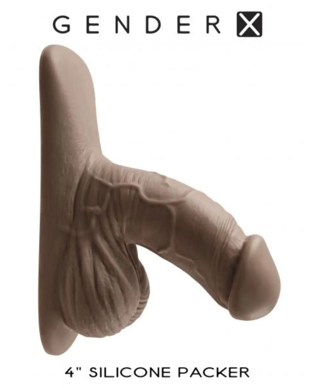 Gender X 4 Inch Ultra Realistic Silicone Packer with Wide Base - Chocolate