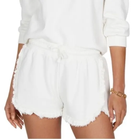 Generation Love Boho Chic Cici Ruffled Shorts White Size Large NEW