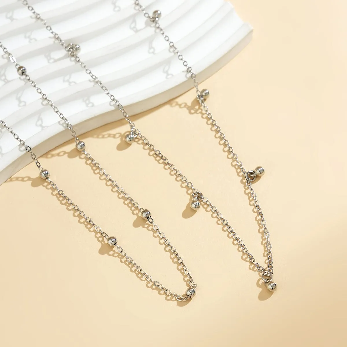 Geometric Layered Ball Tassel Saturn Belly Chain Set