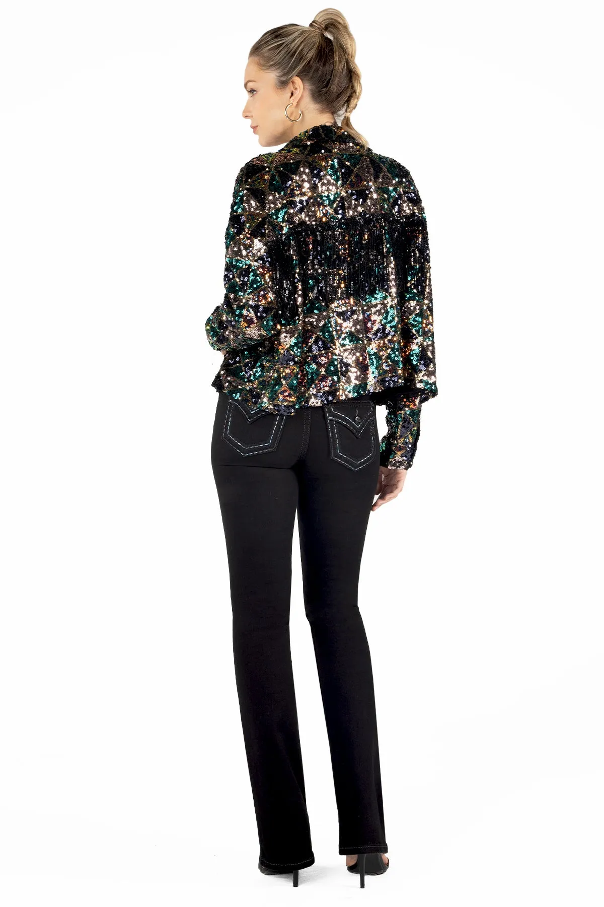 Geometric Sequin Fringe Jacket