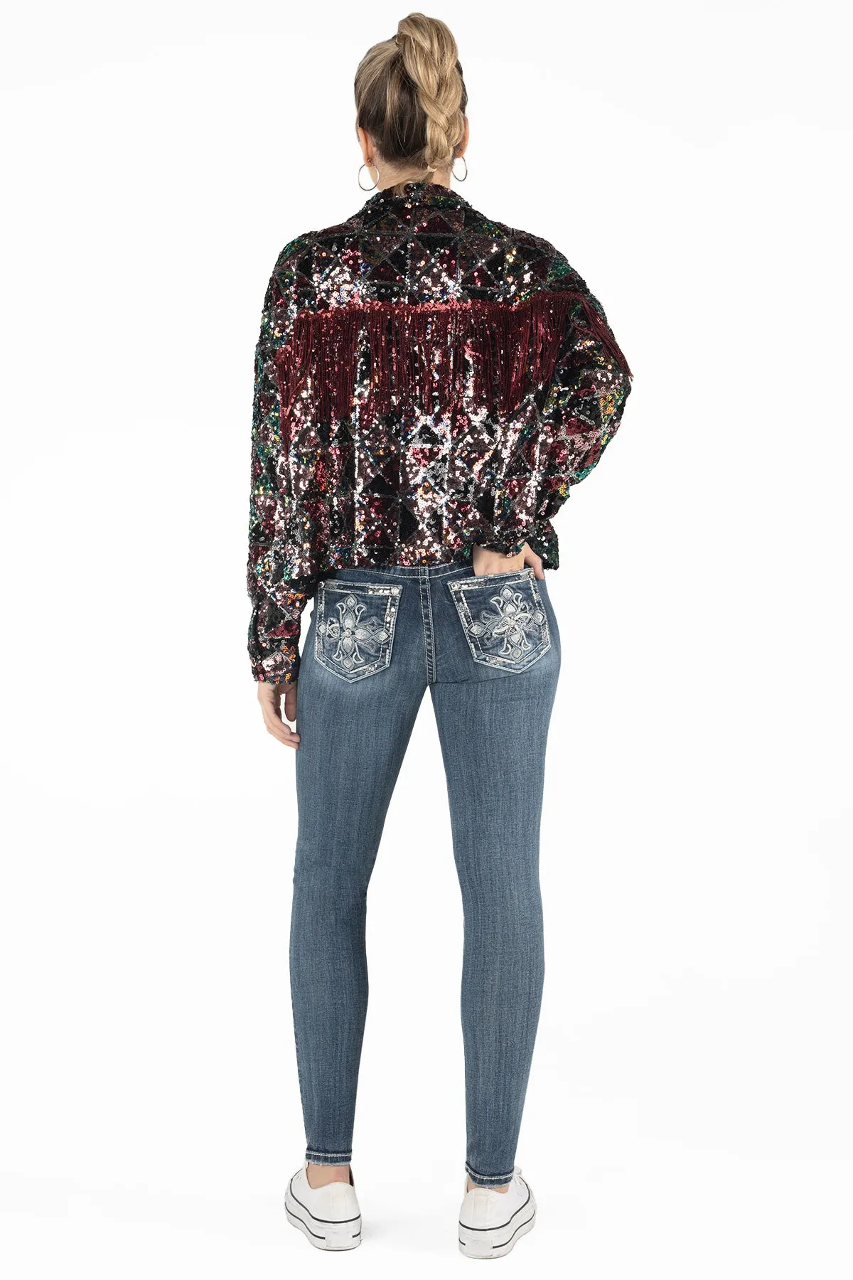 Geometric Sequin Fringe Jacket
