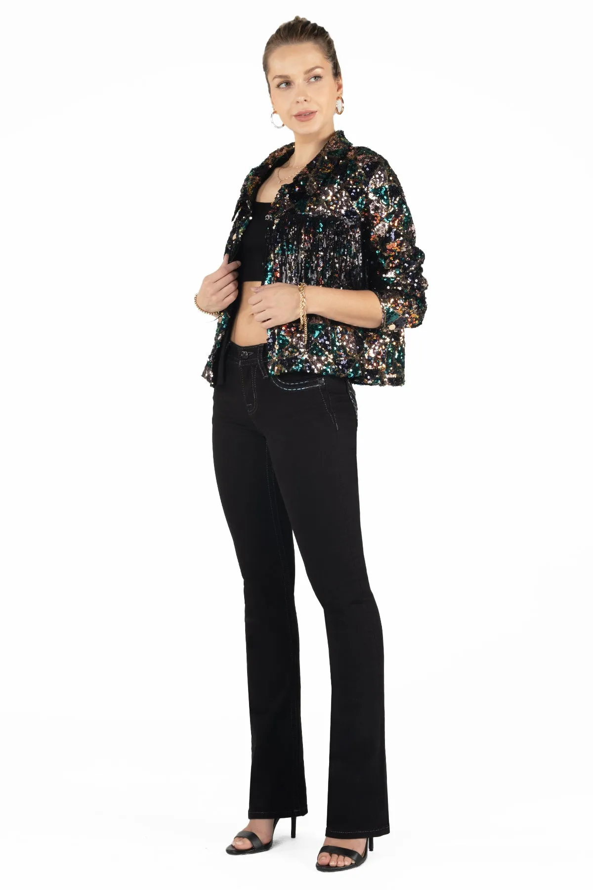 Geometric Sequin Fringe Jacket