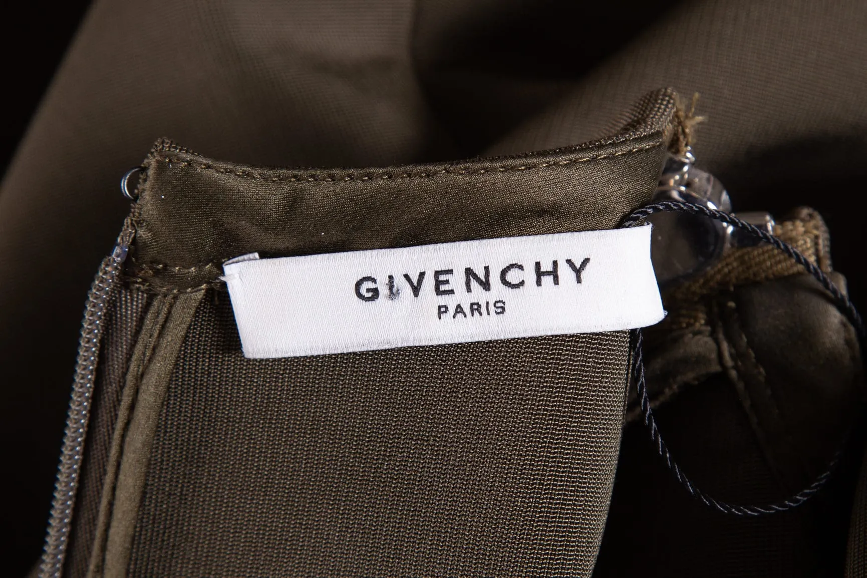Givenchy Green Fitted Zipper Shoulder Detail Dress SZ 38