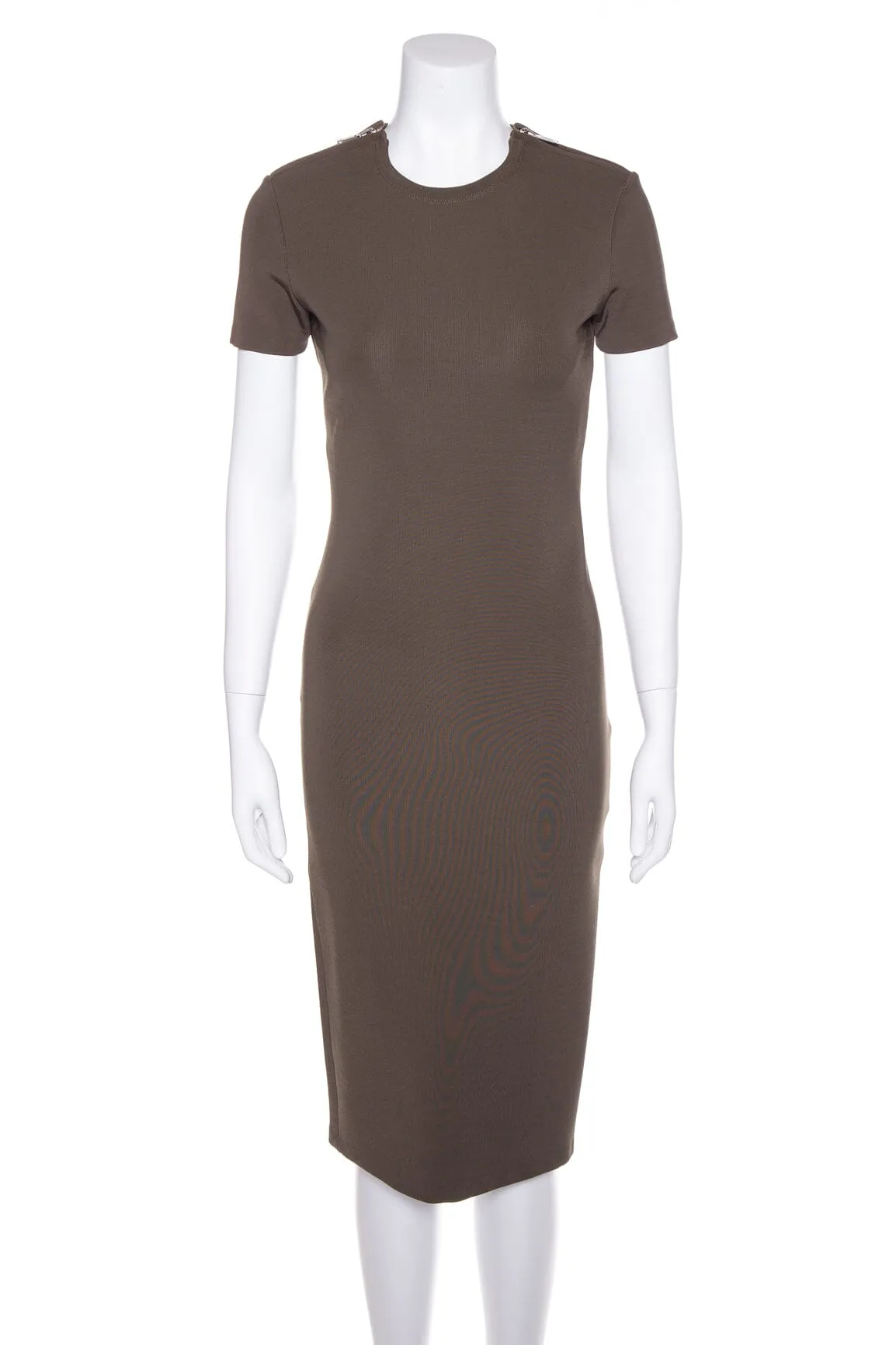 Givenchy Green Fitted Zipper Shoulder Detail Dress SZ 38