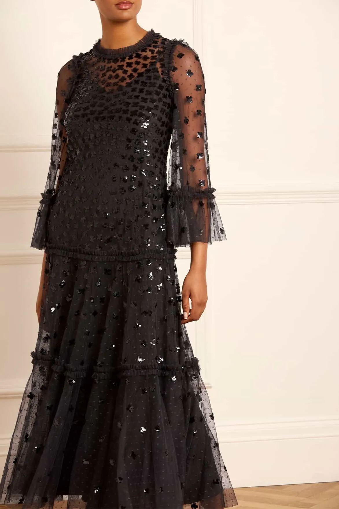 Glisten Tiered Ankle Gown