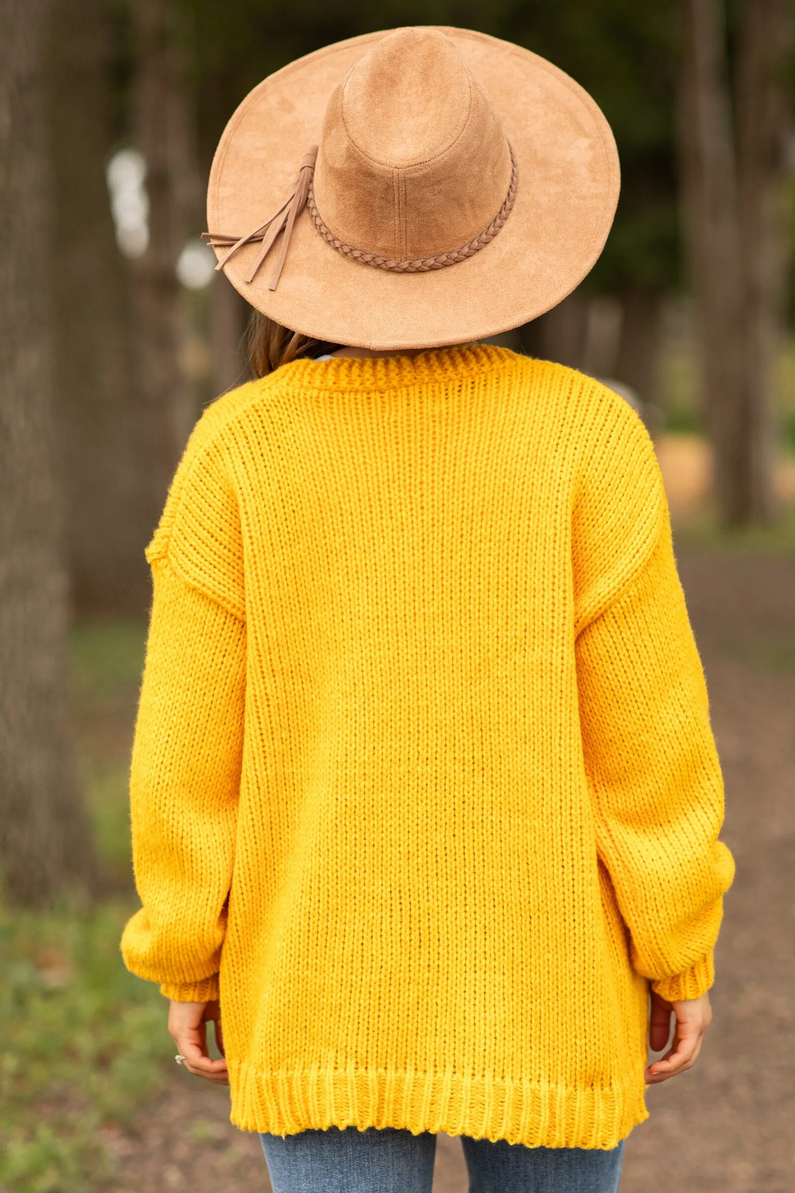 Golden Yellow Flower Embroidery Cardigan