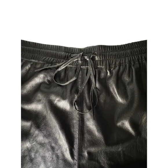 Good American Womens Better Than Leather Drawstring Shorts Black Size 6 (XXXL)