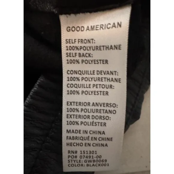 Good American Womens Better Than Leather Drawstring Shorts Black Size 6 (XXXL)
