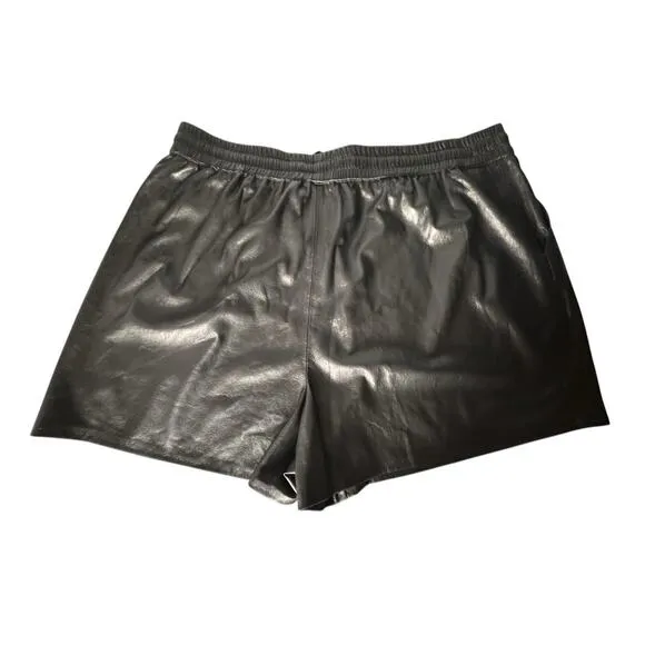 Good American Womens Better Than Leather Drawstring Shorts Black Size 6 (XXXL)