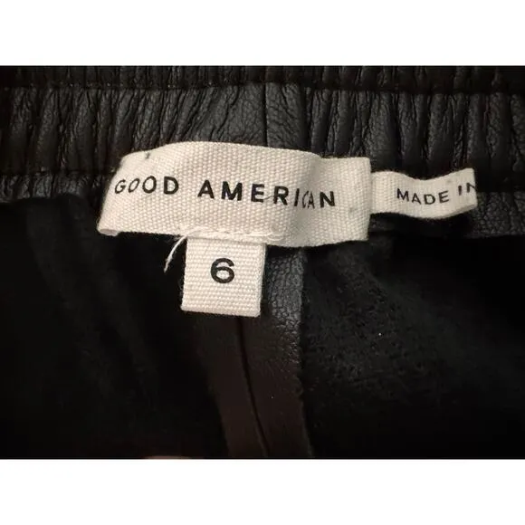 Good American Womens Better Than Leather Drawstring Shorts Black Size 6 (XXXL)