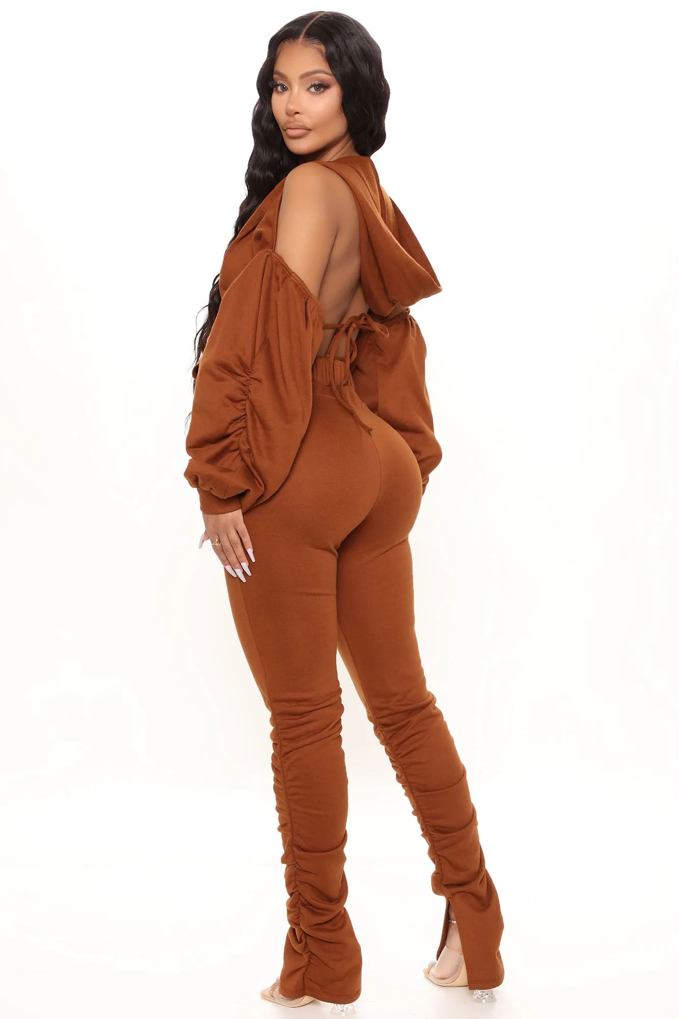 Good For You Ruched Pant Set - Brown