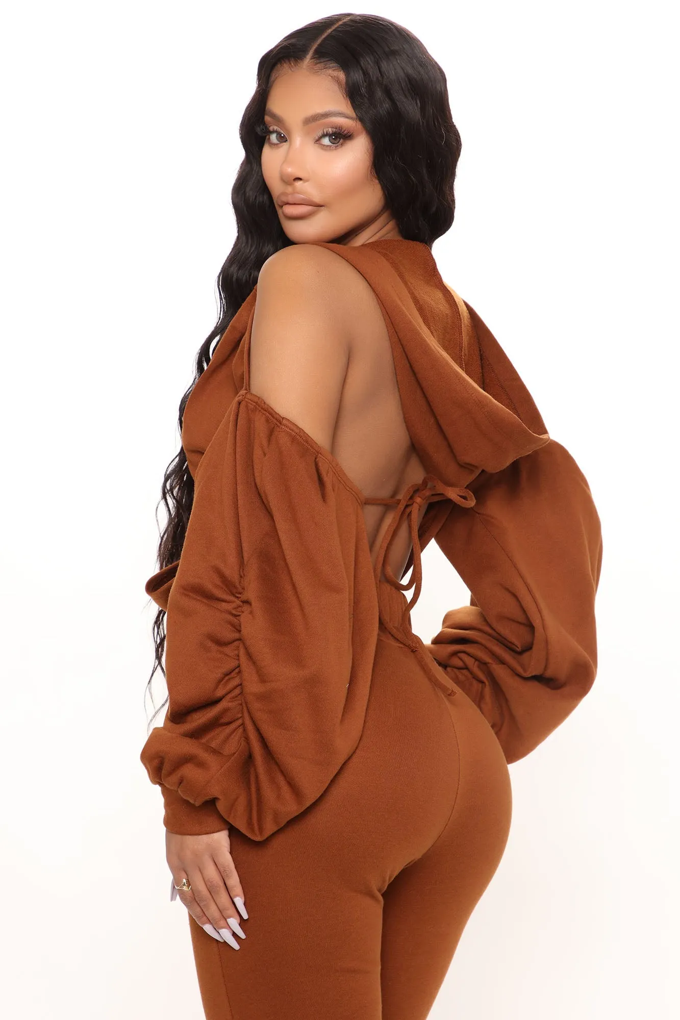 Good For You Ruched Pant Set - Brown