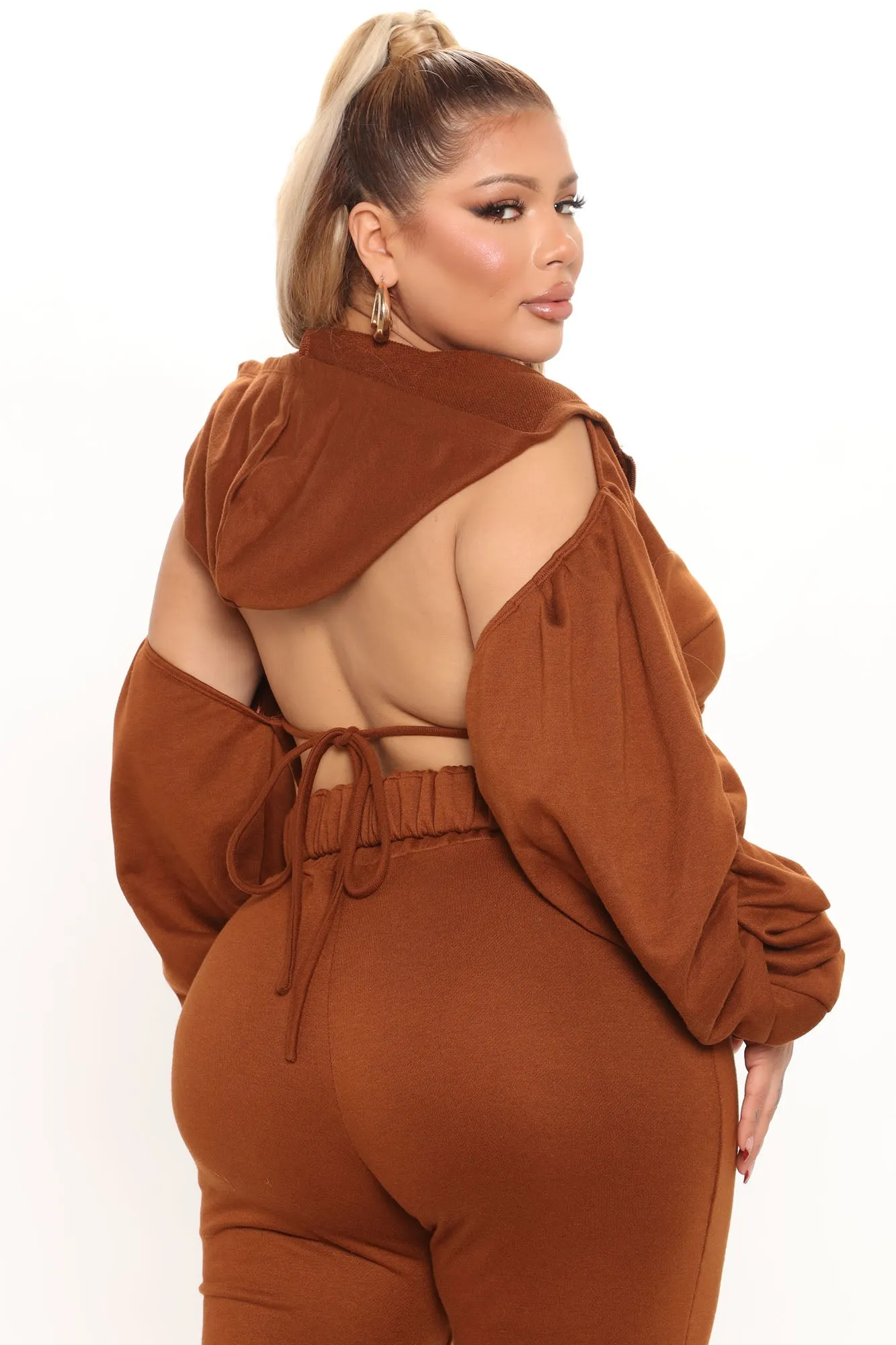 Good For You Ruched Pant Set - Brown