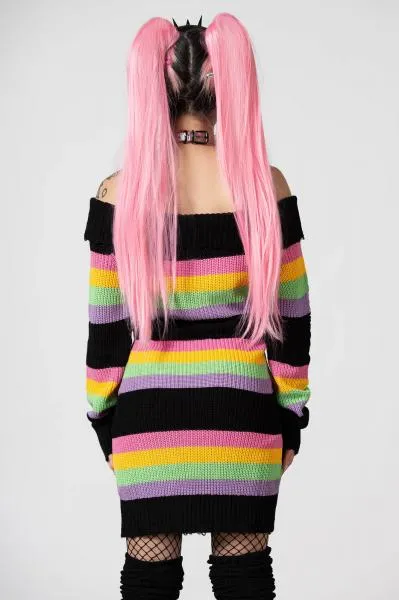 Good Vibes Knit Sweater Dress - Rainbow -