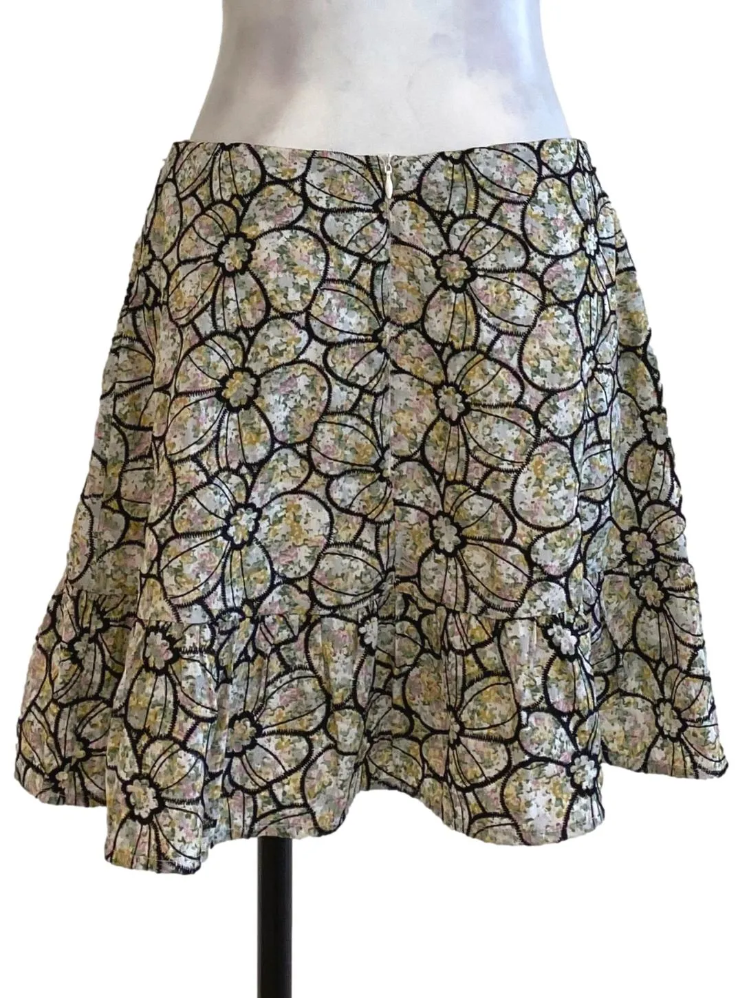 Green Floral Embroidered Skorts