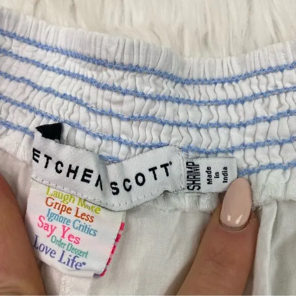 Gretchen Scott Dynasty Hand Embroidered Shorts Size XXS White Blue Boho