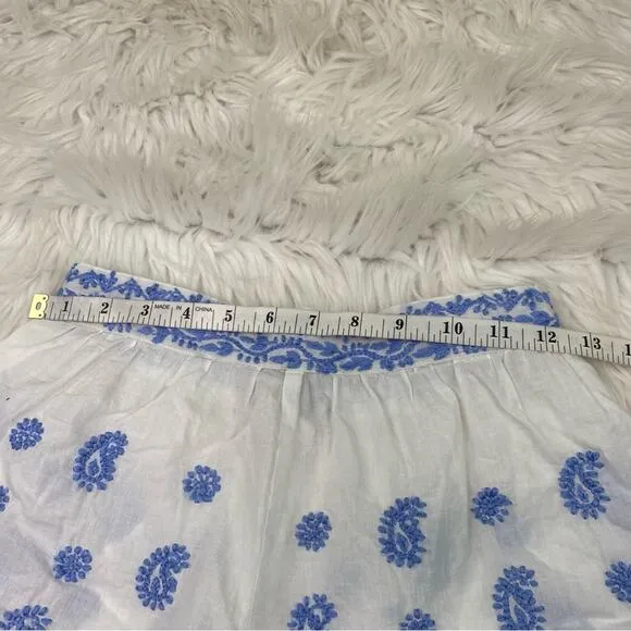 Gretchen Scott Dynasty Hand Embroidered Shorts Size XXS White Blue Boho