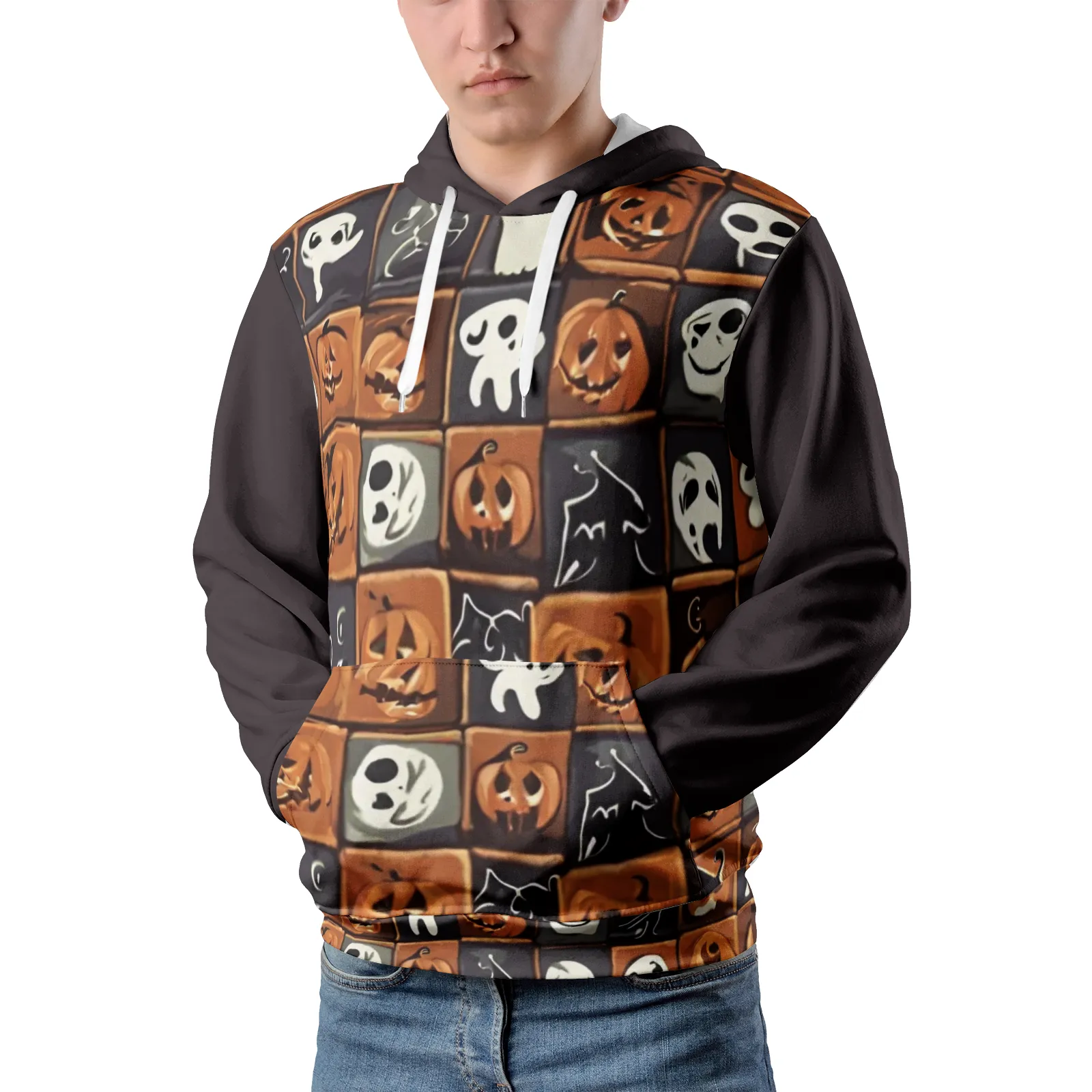 Halloween Themed Pumpkin Heads/ Googly Heads/ Men's Pullover Hoodies