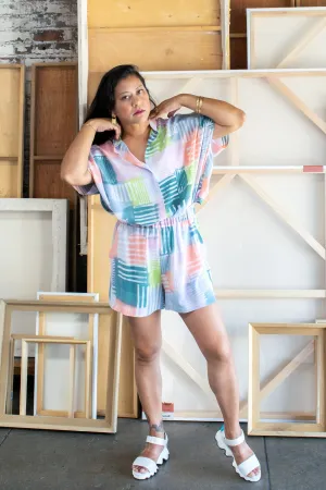 Hand Painted Indie Silk Shorts - Graph