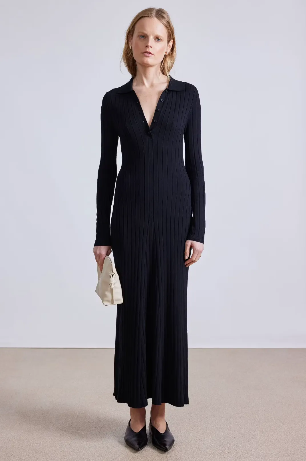 Hanly Fine Knit Dress, Black