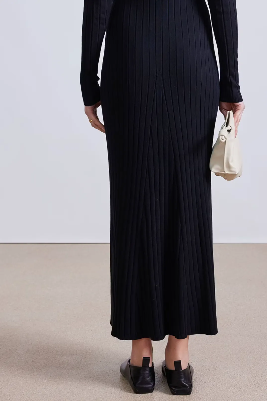 Hanly Fine Knit Dress, Black