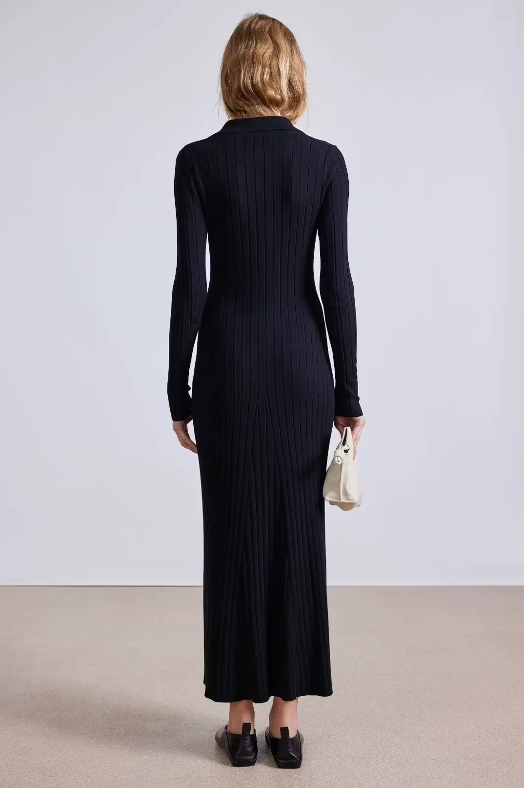 Hanly Fine Knit Dress, Black