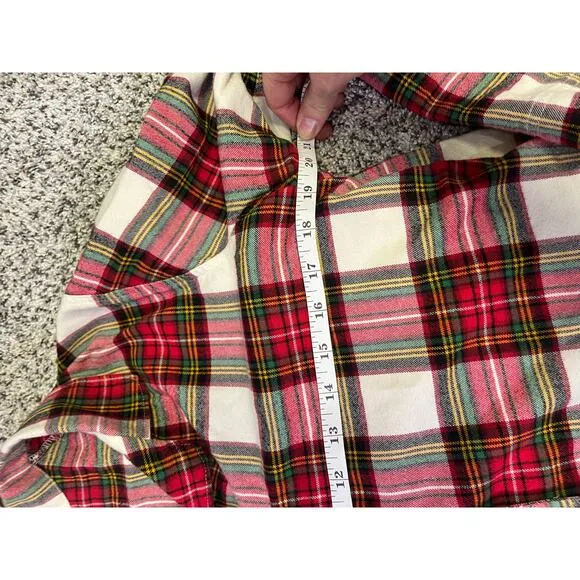 Hanna Andersson Women’s Flannel Long Pajama Set, Size Med, Holiday Plaid Red/Wht
