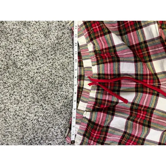 Hanna Andersson Women’s Flannel Long Pajama Set, Size Med, Holiday Plaid Red/Wht