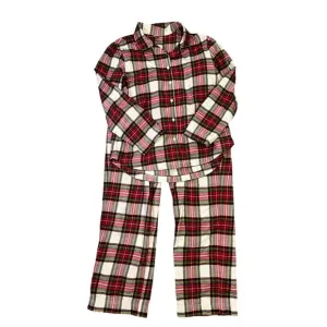 Hanna Andersson Women’s Flannel Long Pajama Set, Size Med, Holiday Plaid Red/Wht