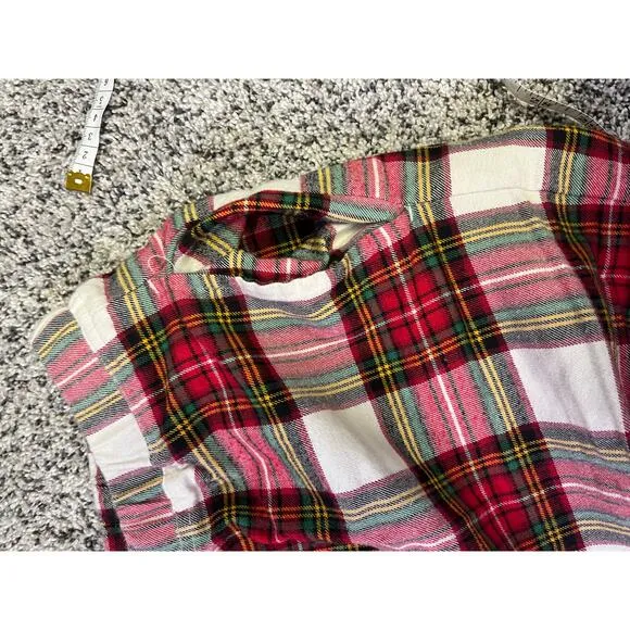 Hanna Andersson Women’s Flannel Long Pajama Set, Size Med, Holiday Plaid Red/Wht