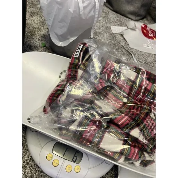 Hanna Andersson Women’s Flannel Long Pajama Set, Size Med, Holiday Plaid Red/Wht