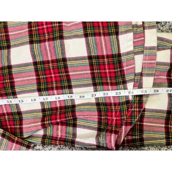 Hanna Andersson Women’s Flannel Long Pajama Set, Size Med, Holiday Plaid Red/Wht